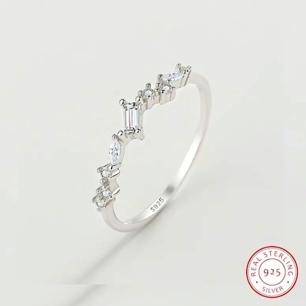 💎🍍925 Sterling Silver Dainty Delicate Diamond Stacking Band